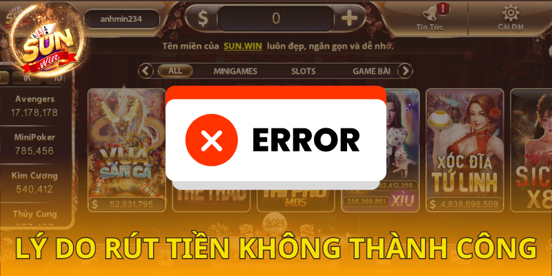 Khắc phục lỗi rút tiền không thành công