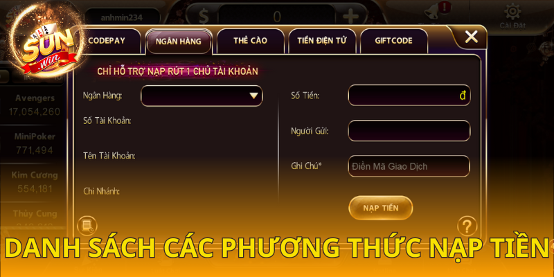  Tổng hợp 4 cách nạp tiền SUNWIN siêu tốc độ