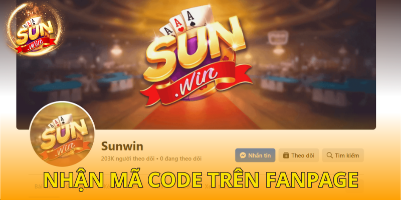 Nhận mã code khuyến mãi trên fanpage